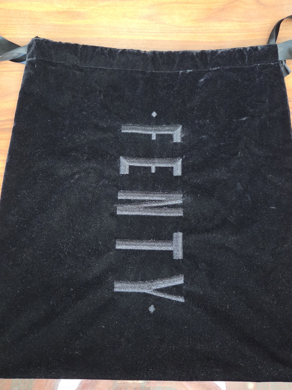 Fenty X Puma  Black Velvet Travel Dust Bag Drawstring Ligo Embrodered 14"x15"